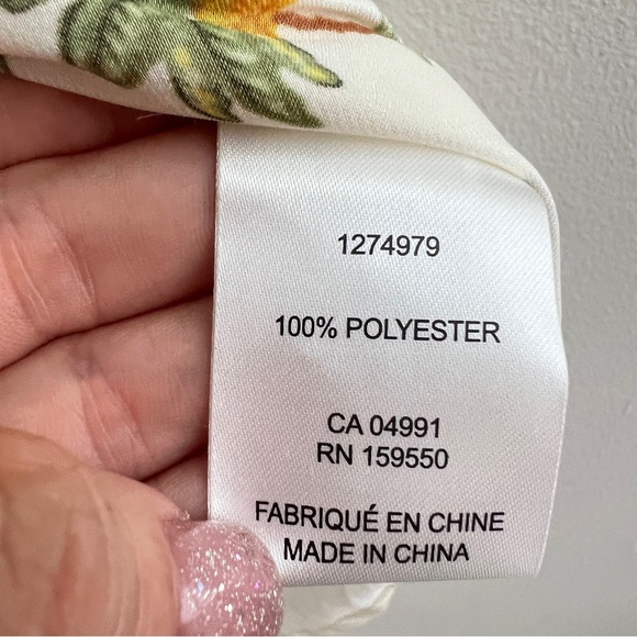 Maison d'Amelie Paris Palm Blouse Top Button Long Sleeve Tropical MEDIUM NWOT - Picture 8 of 8